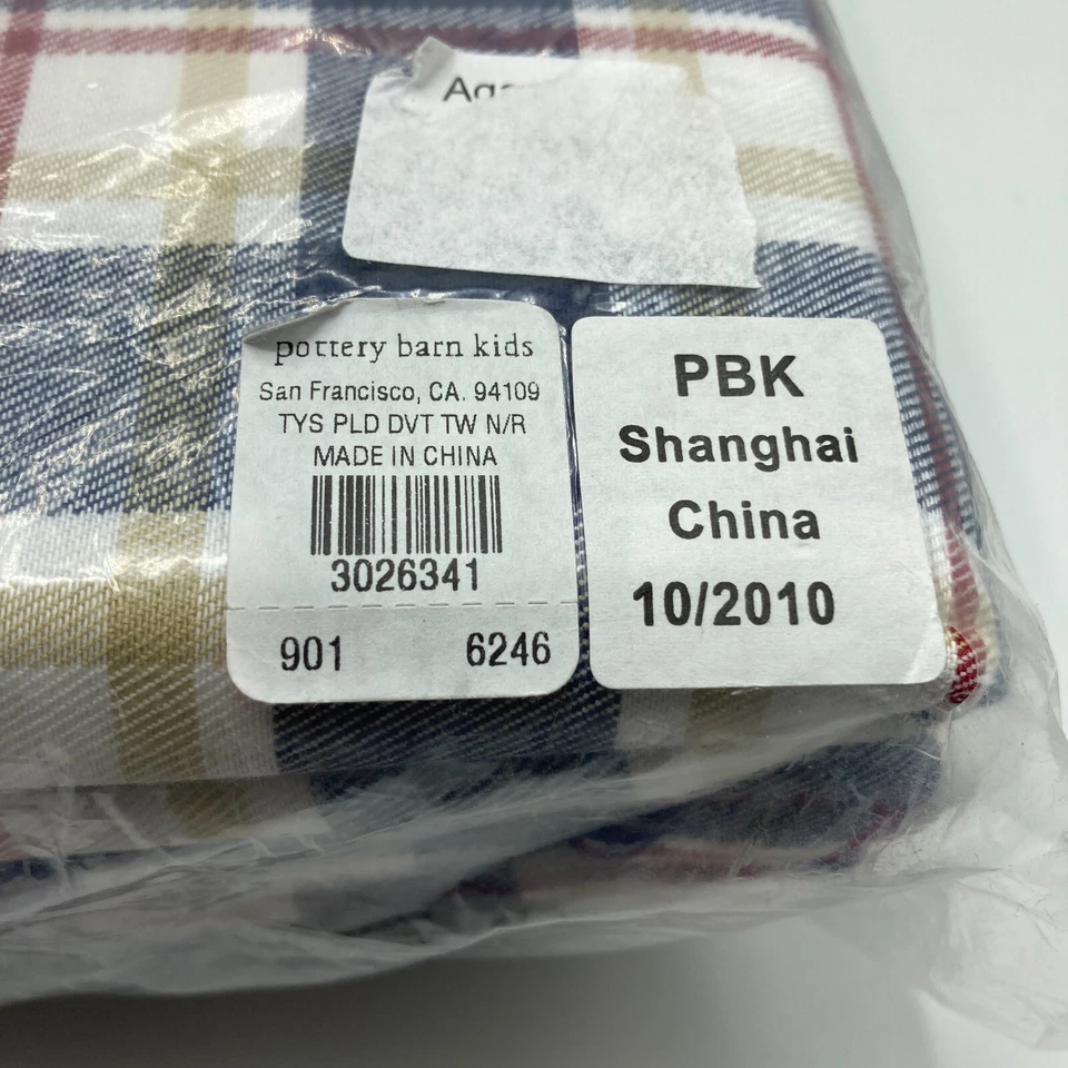 NUEVO Juego doble funda nórdica y funda nórdica a cuadros Pottery Barn Kids TYSON azul blanco rojo Foto 2 de 4