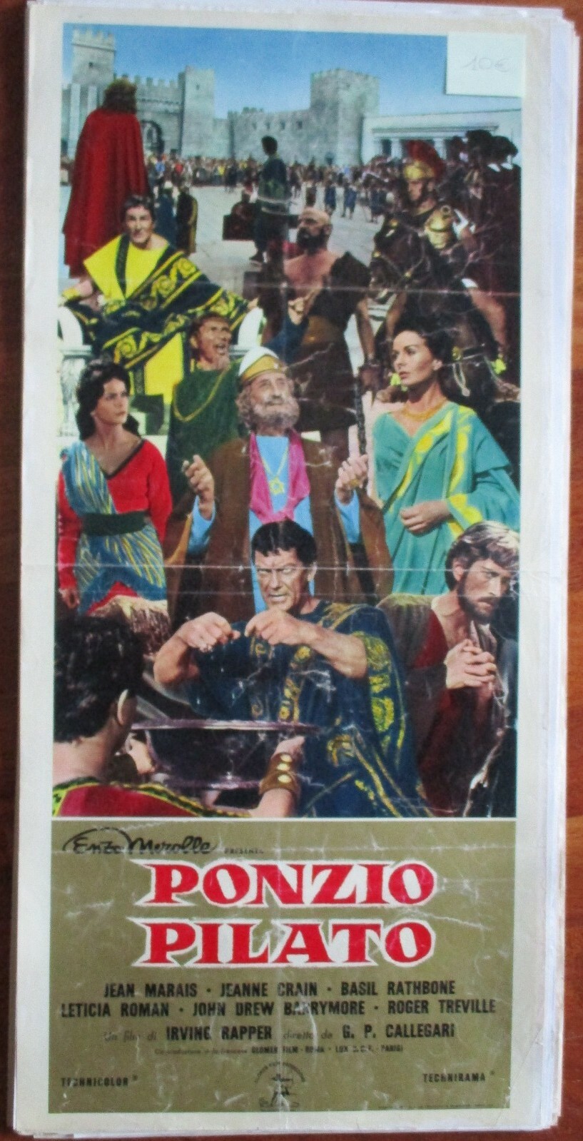Locandina originale film Ponzio Pilato (1962) - Regia di Gian Paolo Callegari, Irving Rapper