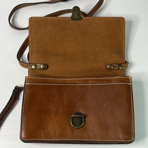 Patricia Nash Torri Italy Tan Genuine Leather Crossbody Handbag Purse VGC - Picture 13 of 20