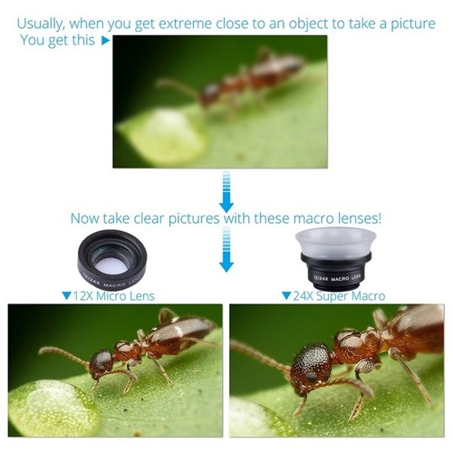 2 in1 Macro Lens for Android iPhone Universal Clip 12x 24x Camera Phone Lens - Zdjęcie 4 z 10