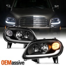 Faro halógeno para Chevy HHR 2006-2011 con barra LED conjunto de lámpara de carcasa negra