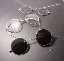 Antique Wire Frame Eyeglasses Oval  Round Cable Temples Optical Lot  Parts
