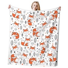 Cute Fox Blanket Super Soft Cozy Flannel Throw 80"x60"Big For Adults Fox 4