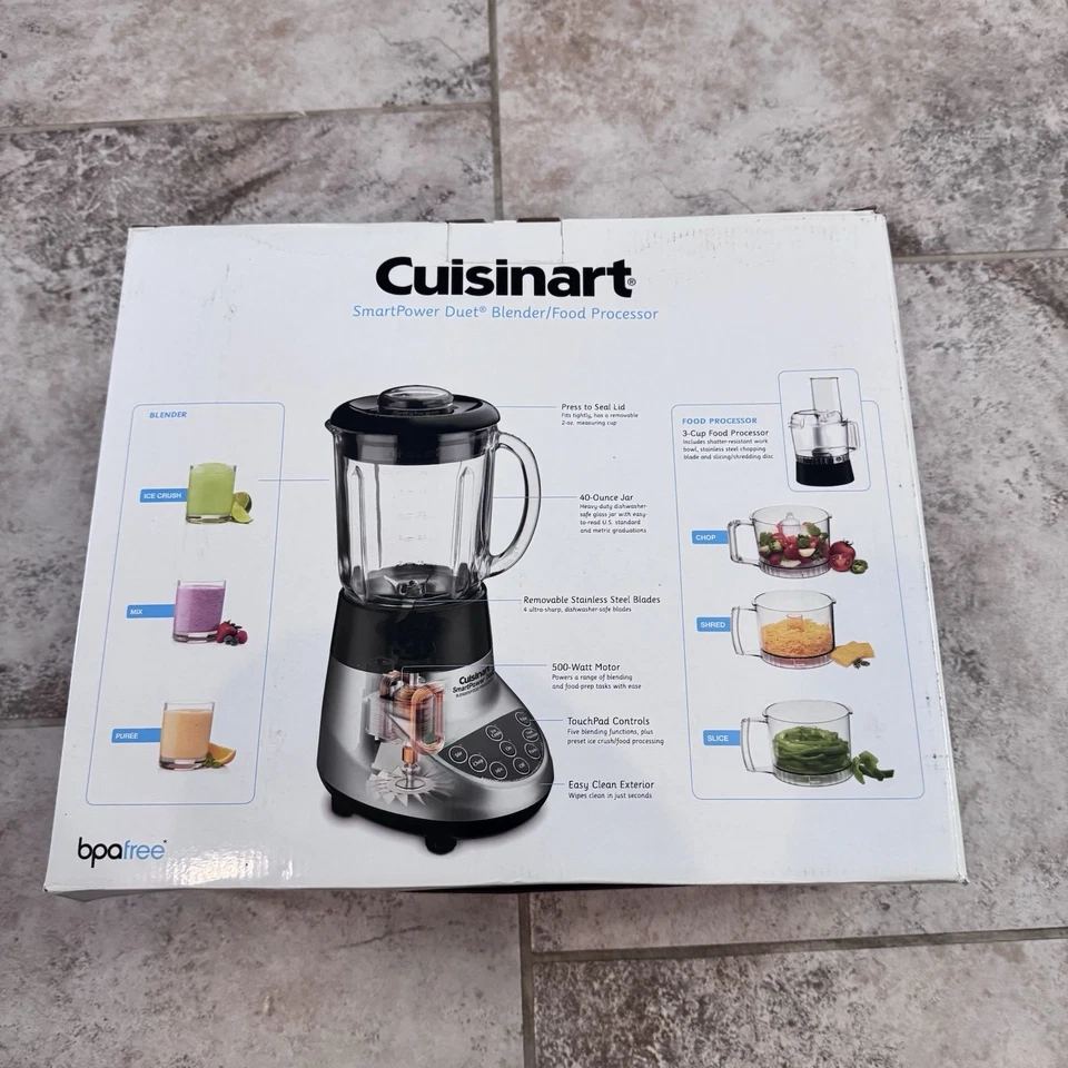 Cuisinart Smart Power Duet Blender Food Processor BFP-703BC 500 Watt Stainless - Image 3 of 4