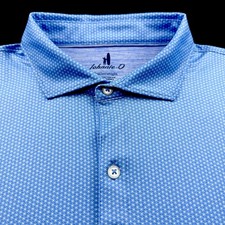 Johnnie O Featherweight Performance Geometric Polka Dot Polo Blue Large 110
