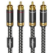 Audiophiles RCA Cable 3.2FT, 2 RCA Male to 2RCA Male Braided Hifi System