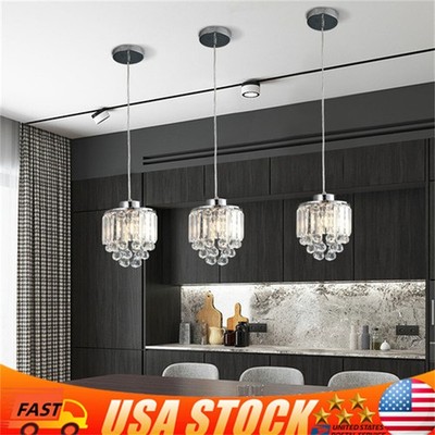 3 Pack Crystal Pendant Light Set - Elegant Chandelier for Kitchen Island