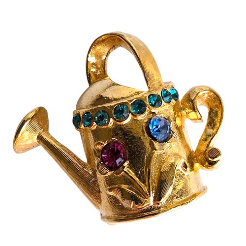 Vintage Brooch Lot Richelieu Flowers Butterfly Watering Can Rhinestones 6 Pieces - Afbeelding 7 van 9