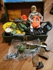 Vintage 1964 GI Joe Footlocker & Accessories Lot: Flamethrower, Astro Gear, Misc