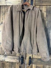 #46 London Fog Brown Suede Bomber Zipper Jacket Men's XL With Inside Guilt