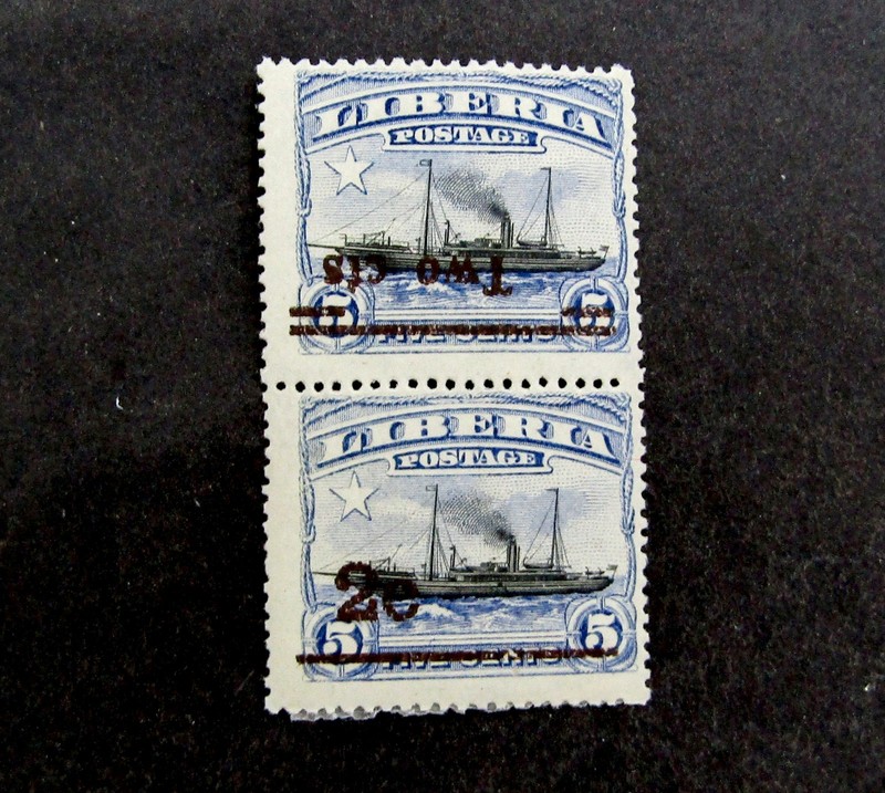 nystamps Liberia Stamp Mint OG H/NH €200 Ovpt Error U26y596