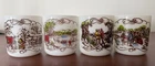 4 Currier And Ives Hazel Atlas Punch Cups 3” Tall Vintage Milk Glass