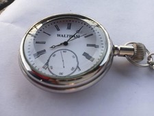 Classic Silver Tone Quartz Pocket Watch with Roman Numeral Dial and Chain