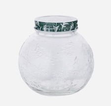 Rounded Glass Jar, 1-ct Christmas Themed Holiday Seasonal Classic Traditional