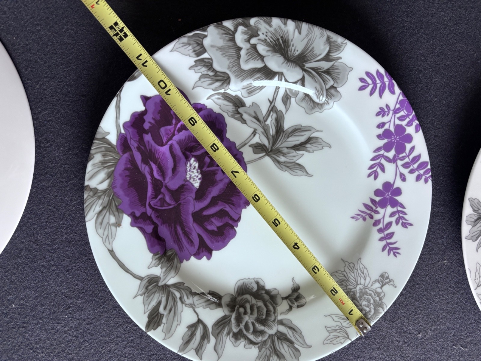 Portobello by Inspire Purple and Black Peony (6)  Bone China Dinner Plates