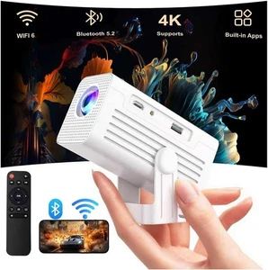Mini Projecteur avec WIFI 6 et Bluetooth 4K 1080P Support portable rotatif