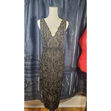 Black and Gold Asos Embroidered Beaded Dress with cutouts size 4