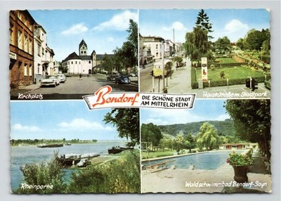 AK Ansichtskarte Bendorf am Mittelrhein / Kirchplatz / Waldschwimmbad +++