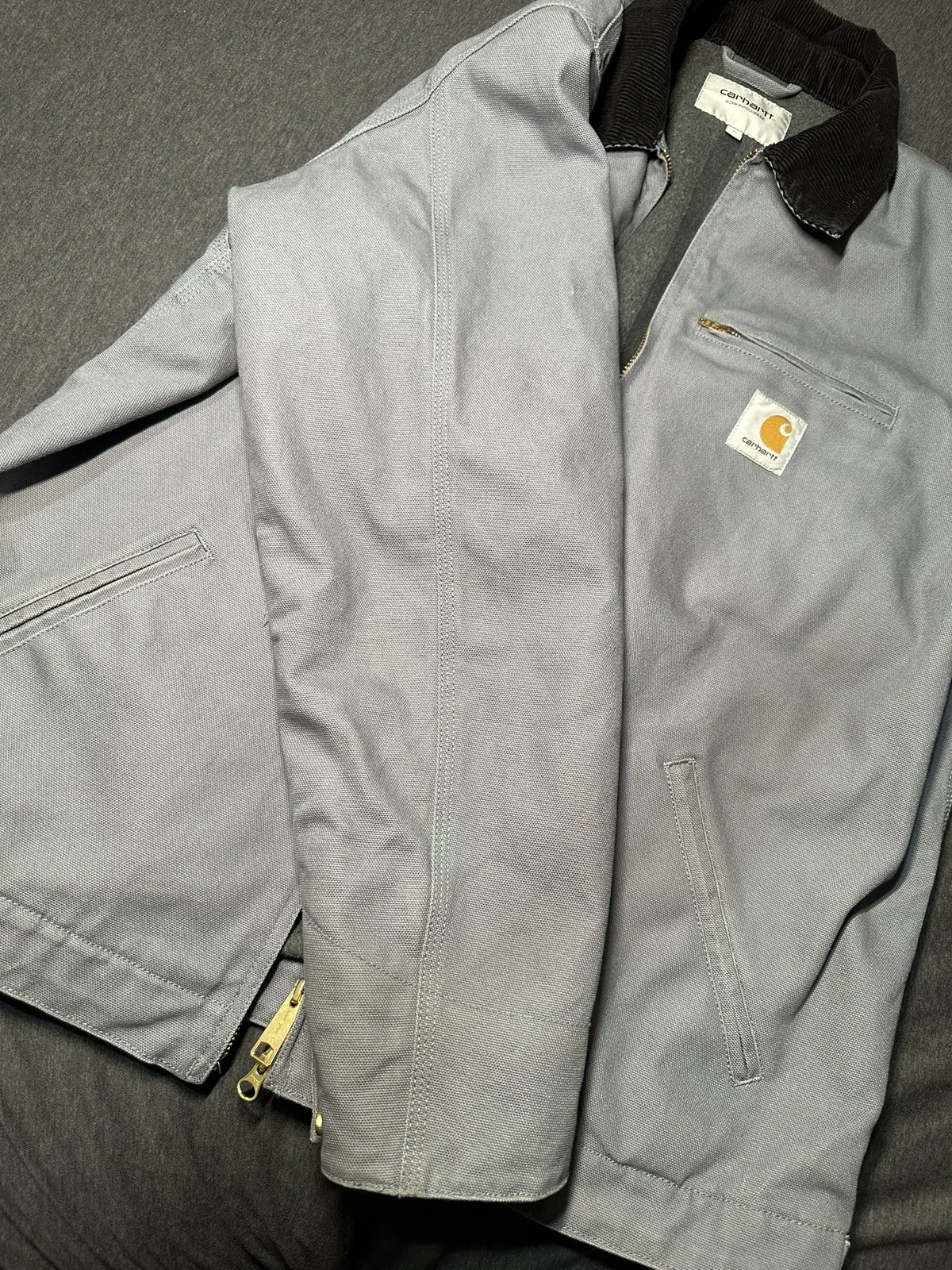 Carhartt wip Detroit jacket Dove Grey(Rigid) Size L Used *read* thumbnail 11