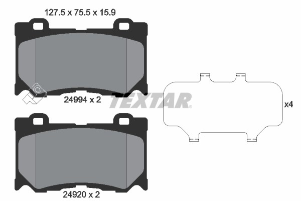 1X Textar 2499401 Bremsbelagsatz Scheibenbremse FüR Nissan Infiniti-image