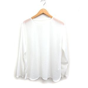 AMERI Sheer Long Sleeve Round Neck Plain White T-… - image 6