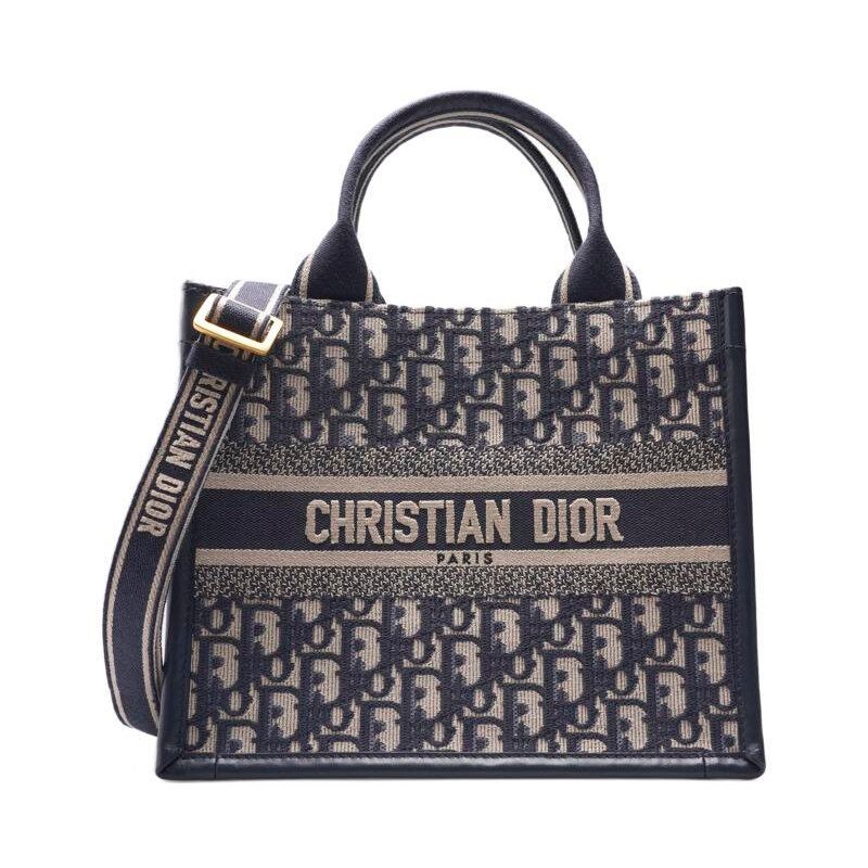 【25SS★】Dior Book Tote バッグ スモール Dior Blue Oblique Embroidery/Calf Book Tote Small M1325CZBB