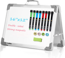 Double Sided Dry Erase White Board Magnetic Foldable Desktop Easel