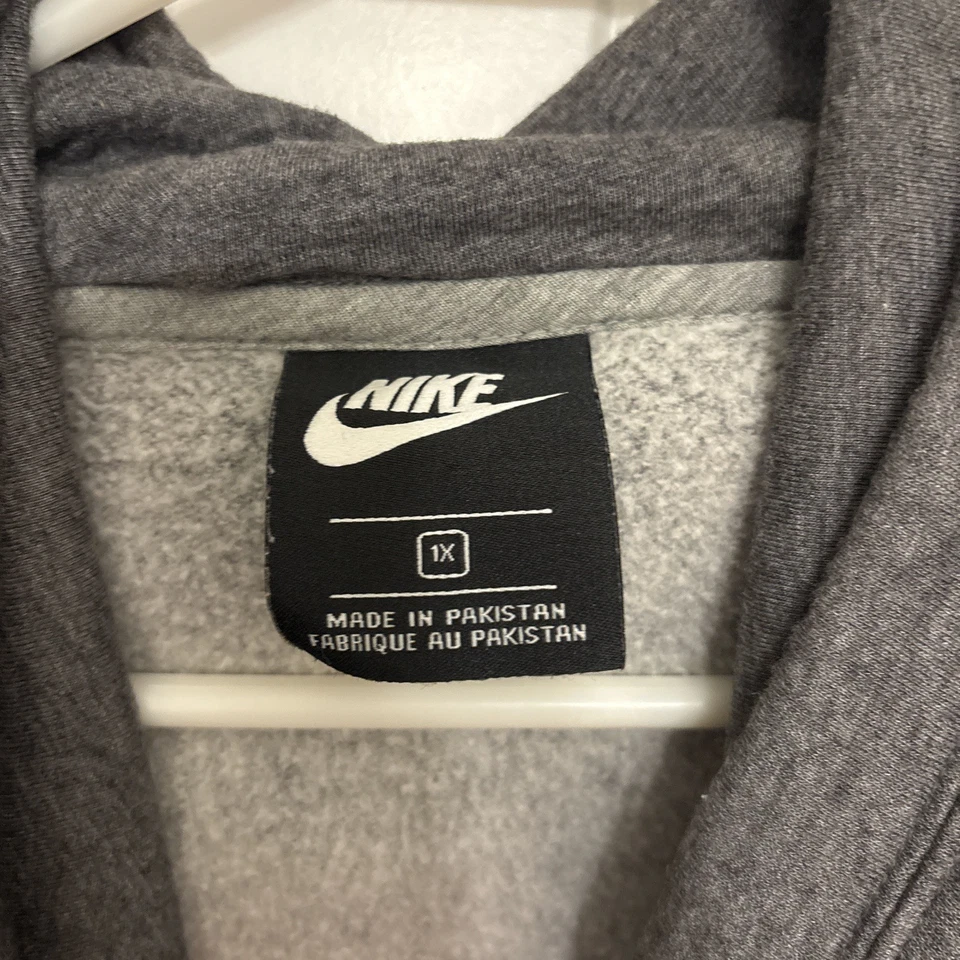 NIKE Mujer Talla XL Sudadera con Capucha Cuello Capucha Bolsillo Frontal Gris  Foto 3 de 3