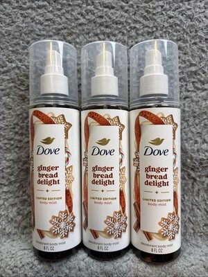 3x Dove Limited Edition Ginger Bread Delight Body Mist 8 fl oz