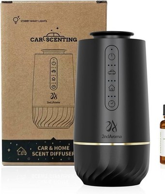 2ndAroma Waterless Oil Diffuser, Portable Car Diffusers for Essential Black 