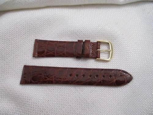 GENUINE crocodile exotic made usa watchstrap watch band strap 18mm chestnut gold