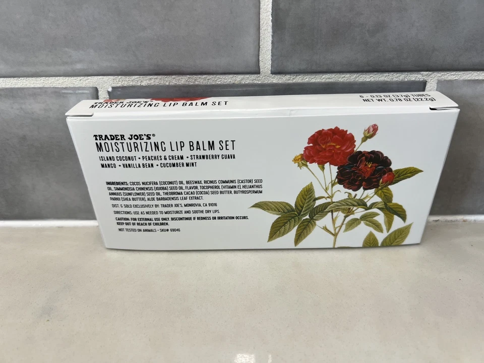 Trader Joe's Conjunto de Bálsamo Labial Hidratante 6 Sabores Sortidos Caixa Presente Limitado NOVO - Imagem 2 de 2