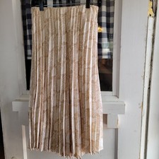 NWT Worthington Women's Tan White Geometric Print Pleated Midi Skirt Size S