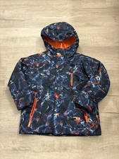 Youth Blue/Orange Size 4/5 Warm Puffer Jacket Zip With Hood And Lots Of Pockets