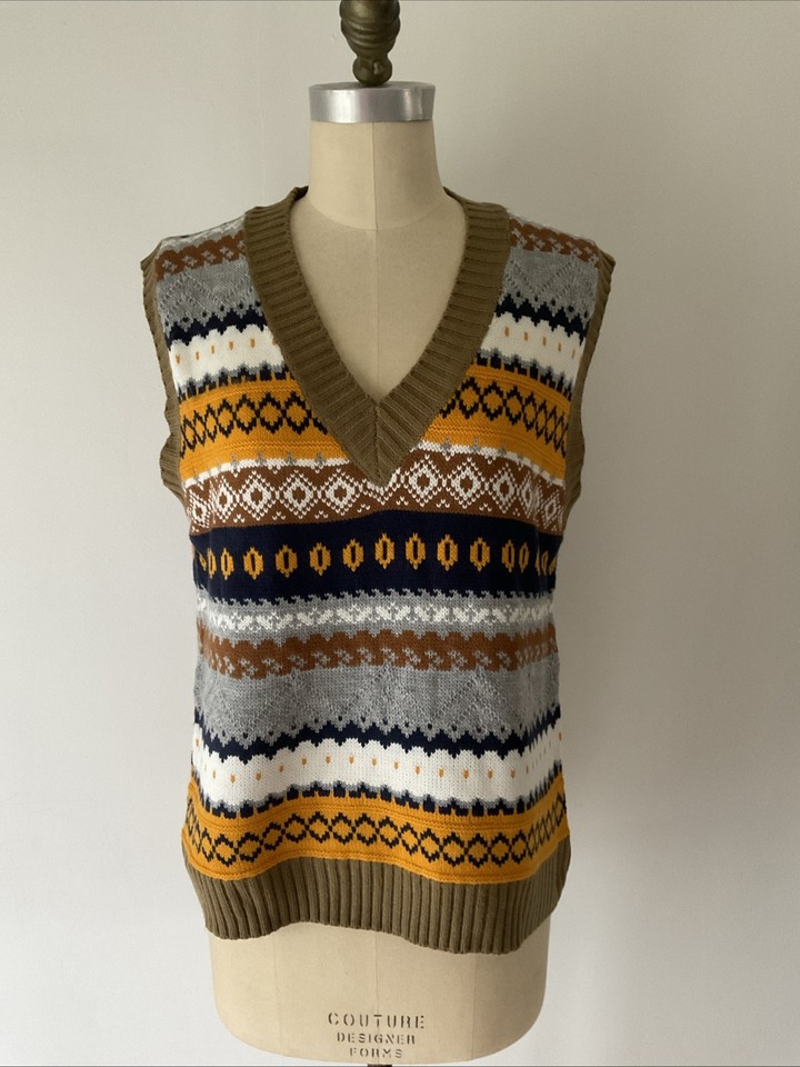 Shein Size S Fair Isle Knitted Vest Multi Coloured & Patterned