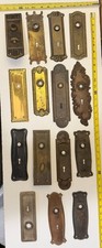 Huge Lot 15 Antique Door Backplates – Victorian Art Deco Brass – Studio Vault