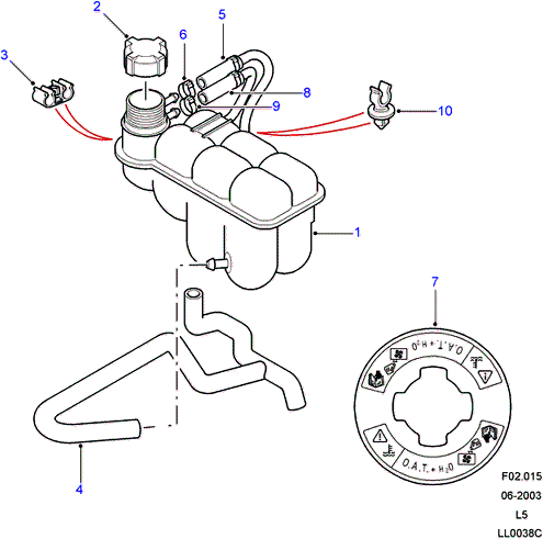 LAND ROVER DISCOVERY 2 99-04 COOLANT OVERFLOW RESERVOIR BOTTLE TANK PCF101410 - Bild 4 von 4