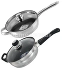 24cm 2.7 LTR INDUCTION NON STICK TEFLON DEEP FRYING FRY SAUTE PAN WITH GLASS LID