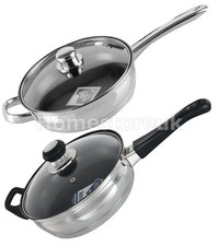 24cm 2.7 LTR INDUCTION NON STICK TEFLON DEEP FRYING FRY SAUTE PAN WITH GLASS LID