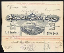 Metropolitan Rubber Co. Broadway NYC 1893 Billhead Townsend Young Sing Sing (#3)