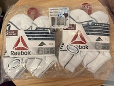  2 Reebok 6 Packs Of Low Cut Socks BOYS Size SMALL Shoe Sz 6-10.5 pro series