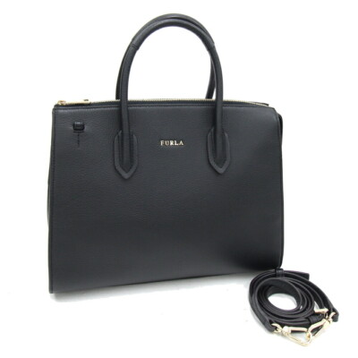 Furla 2WAY Handbag Linda 258780 Black Leather Used Shoulder