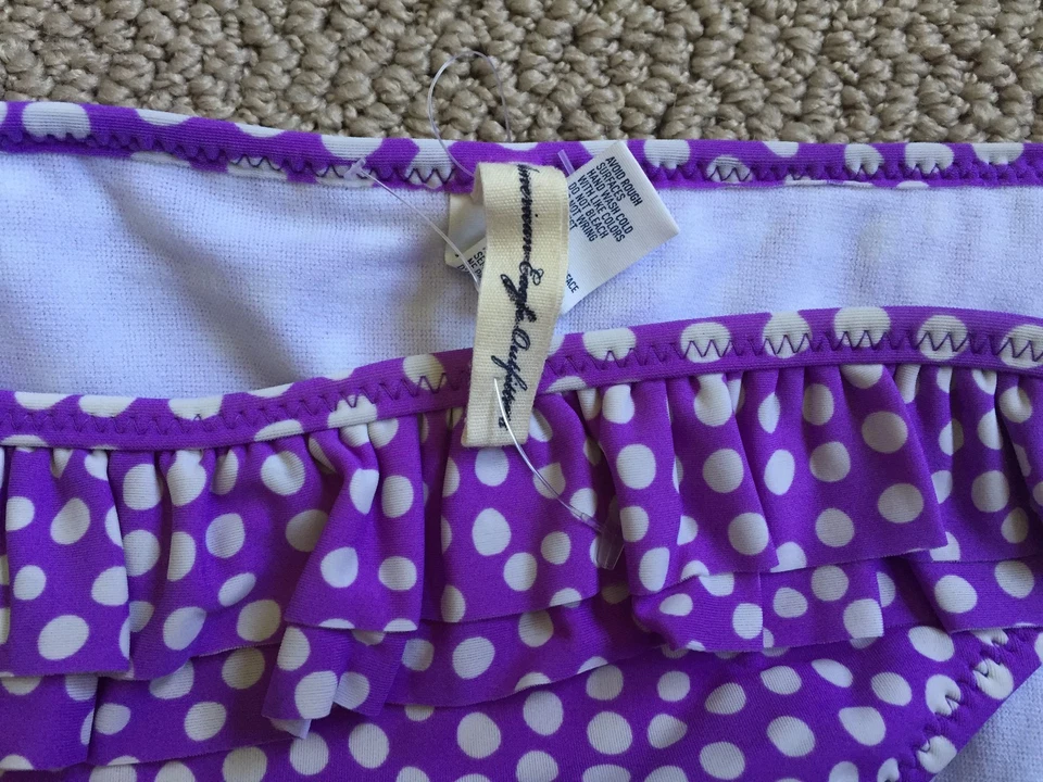 Parte inferior de bikini American Eagle Outfitters talla L púrpura con lunares blancos nueva con etiquetas Foto 3 de 4