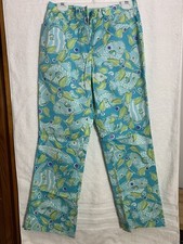 Lilly Pulitzer Teal Green Pants Fish Pattern Size 4