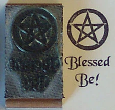 Pentagram w/Blessed Be Wiccan rubber stamp by Amazing
