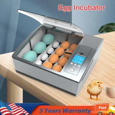 16 Chicken Egg Incubator Fit Hatching Eggs with Automatic Turner Temp Control US