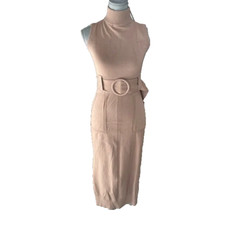Moon River Tan Sweater Dress with Belt Size M EUC