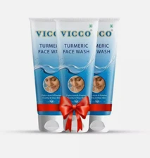 3X Vicco Turmeric Face Wash, Turmeric Extract, Removes Pimples & Blackheads