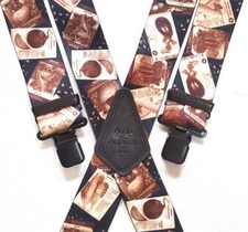 Mens Braces Heavy Duty 1.5" or 2" Vegetable Sepia Seed Seeds Packet Black Clips