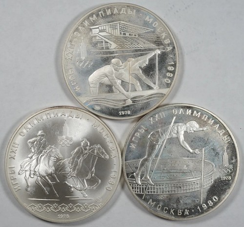 3 Silver 1978 10 Roubles USSR CCCP Moscow 1980 Olympic Coins